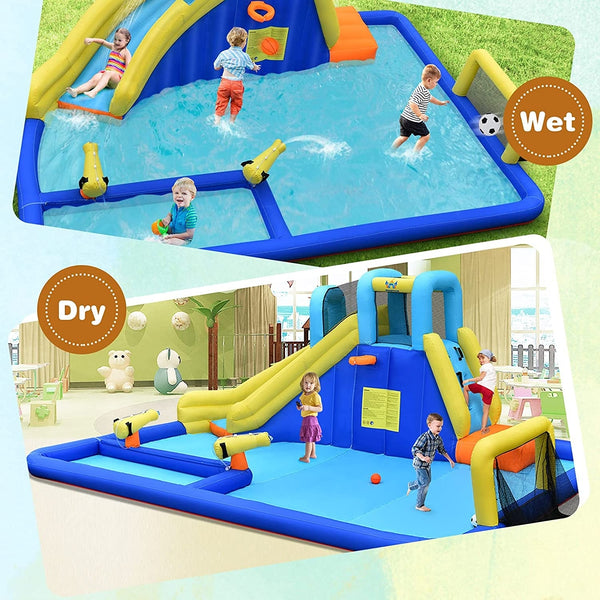 6-in-1 inflatable water slides with blower for children