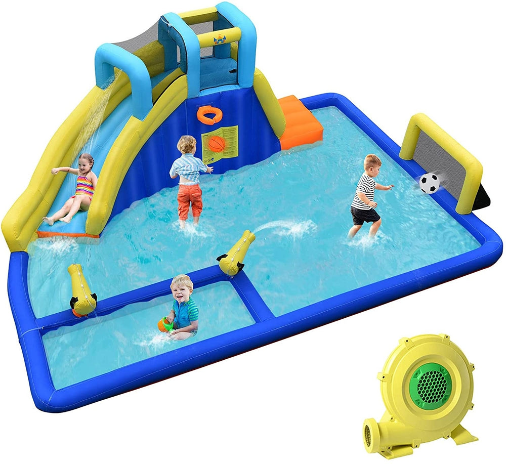 6-in-1 inflatable water slides with blower for children