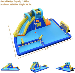 6-in-1 inflatable water slides with blower for children