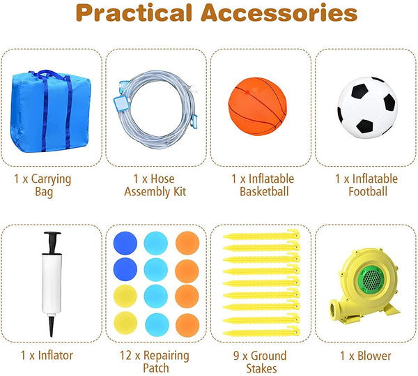 6-in-1 inflatable water slides with blower for children