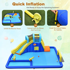 6-in-1 inflatable water slides with blower for children