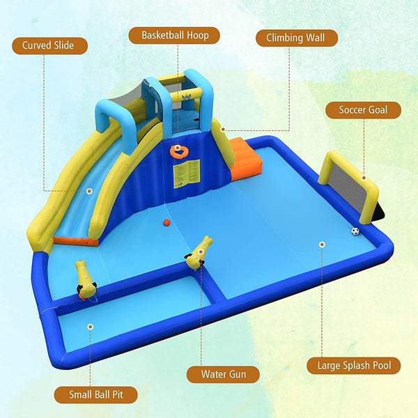 6-in-1 inflatable water slides with blower for children