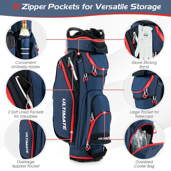 9.5-inch golf bag with 14 compartments and top organizer - Navy Blue 