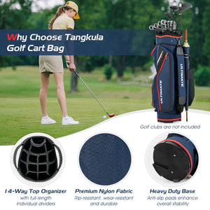 9.5-inch golf bag with 14 compartments and top organizer - Navy Blue 