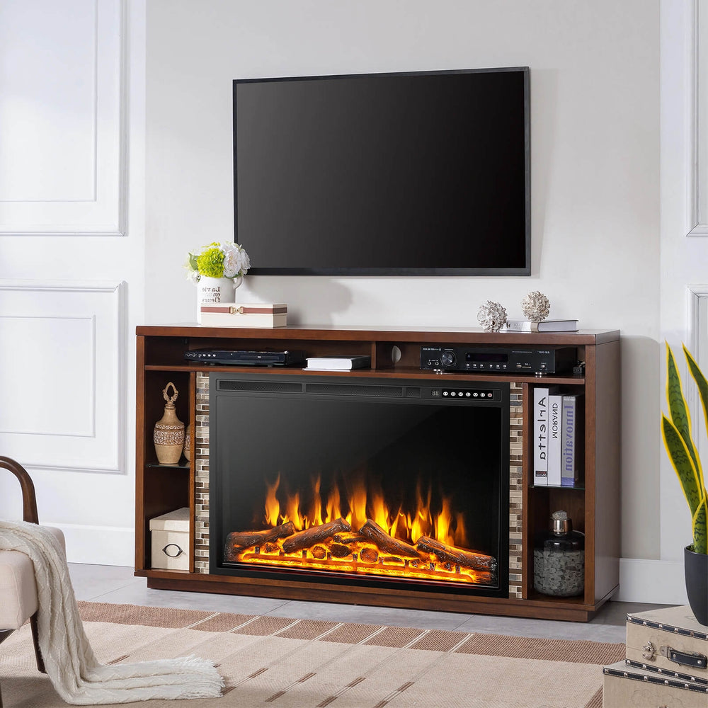 37-inch built-in electric fireplace with adjustable flames