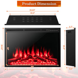 37-inch built-in electric fireplace with adjustable flames