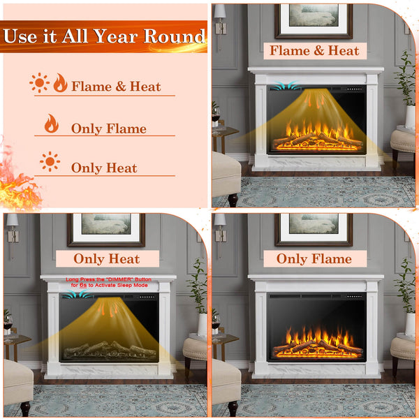 37-inch built-in electric fireplace with adjustable flames