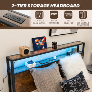 Double bed frame with smart LED lights and storage drawers - Full Size