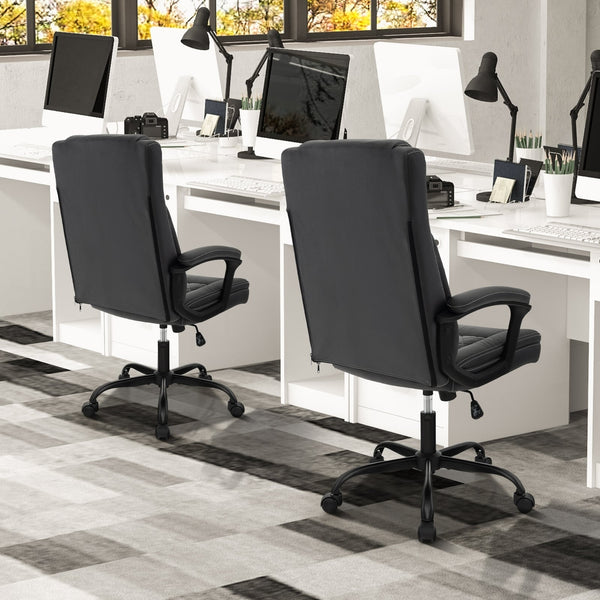 High-back ergonomic executive chair with thick headrest cushion - Black