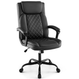 High-back ergonomic executive chair with thick headrest cushion - Black