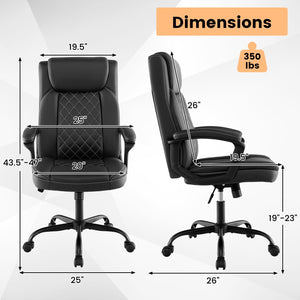 High-back ergonomic executive chair with thick headrest cushion - Black