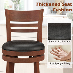 Set of 2 swivel bar stools with PU padded seat - Brown
