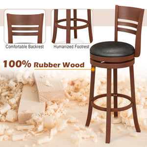Set of 2 swivel bar stools with PU padded seat - Brown