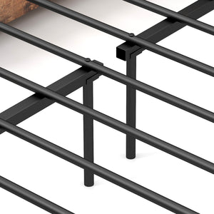 Double bed frame with 2-level headboard and charging station - Double size