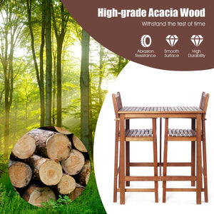 3-piece acacia wood patio bar set with sunflower pattern backrest
