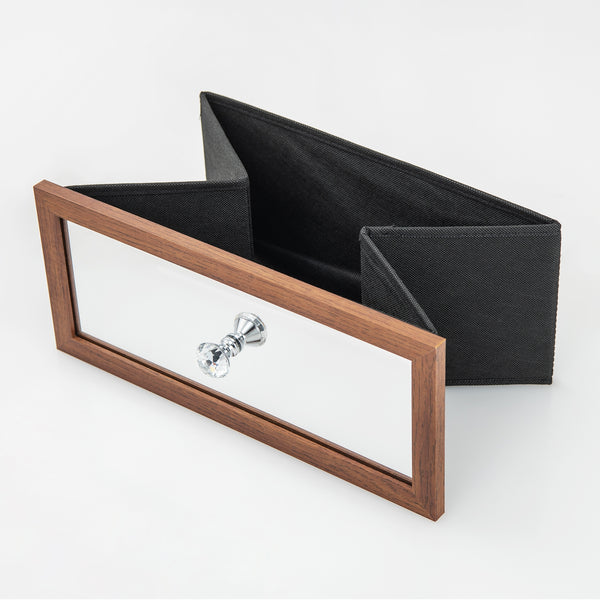 360° Rotating Lockable Jewelry Cabinet with Full-Length Mirror and LED Lights - Walnut