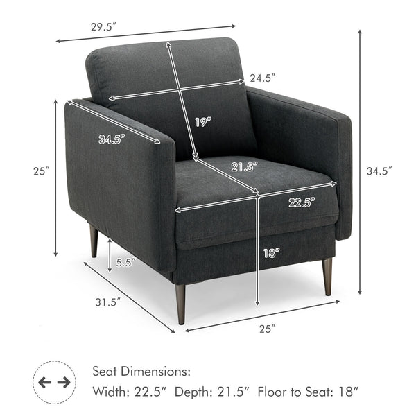 Chaise d'appoint rembourrée moderne avec coussin de dossier amovible