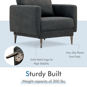 Chaise d'appoint rembourrée moderne avec coussin de dossier amovible