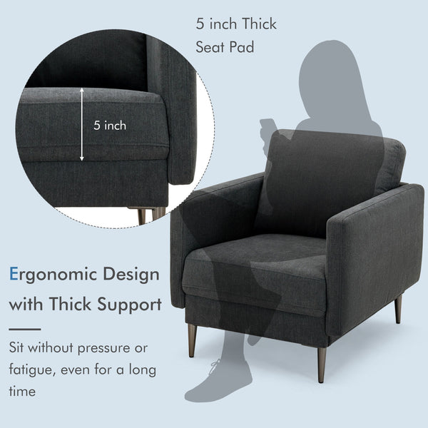 Chaise d'appoint rembourrée moderne avec coussin de dossier amovible