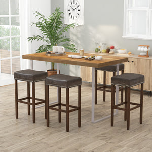 Set of 2 padded bar stools with footrests for counter - Gray