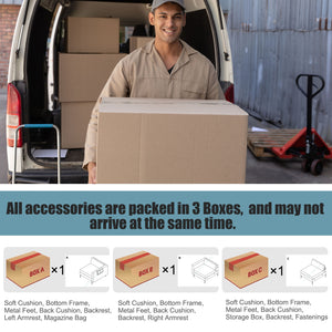 3-seater leather sofa bed with magazine pockets and 2 USB ports - Blue