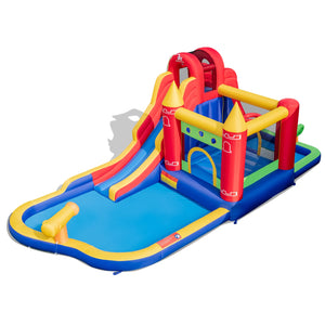 9-in-1 inflatable castle with water slide and paddling pool (no blower required)