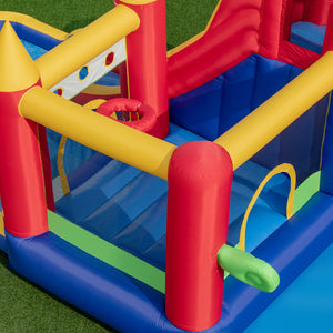 9-in-1 inflatable castle with water slide and paddling pool (no blower required)