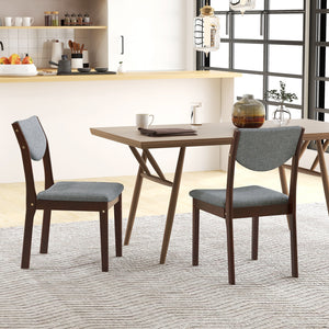 Set of 2 wooden kitchen chairs with padded faux leather seats - Grey