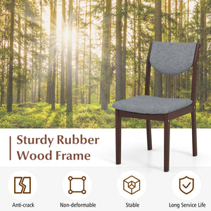 Set of 2 wooden kitchen chairs with padded faux leather seats - Grey