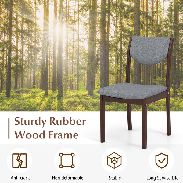 Set of 2 wooden kitchen chairs with padded faux leather seats - Grey