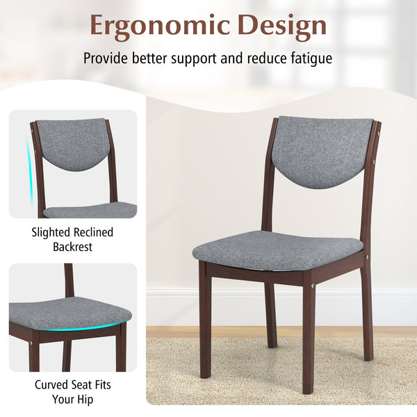 Set of 2 wooden kitchen chairs with padded faux leather seats - Grey