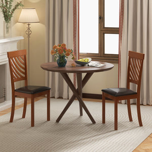 Set of 2 dining chairs with rubberwood legs and ergonomic backrest, walnut