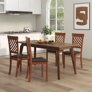 Set of 2 dining chairs with rubberwood legs and ergonomic backrest, walnut