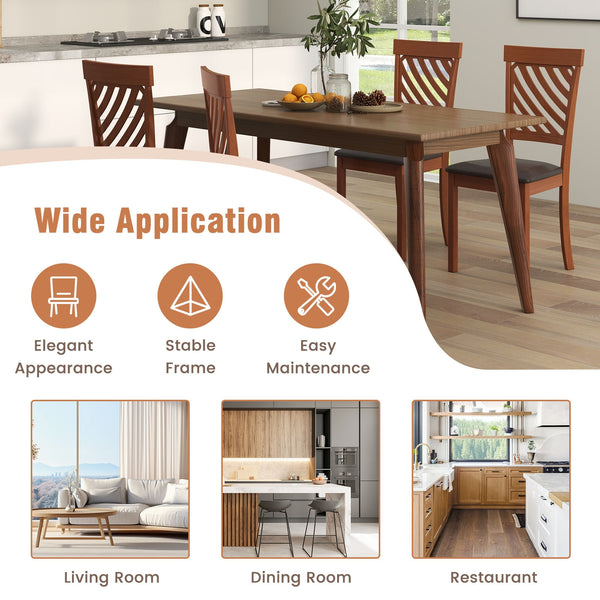 Set of 2 dining chairs with rubberwood legs and ergonomic backrest, walnut