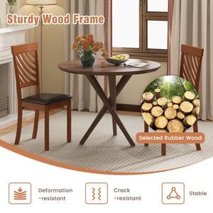 Set of 2 dining chairs with rubberwood legs and ergonomic backrest, walnut