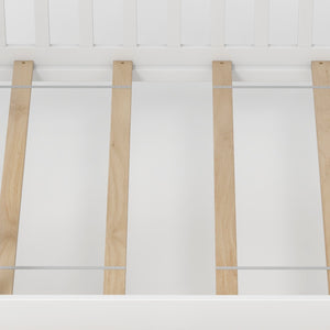 Bed with 2 storage drawers and roof and fence rails - White