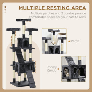 172cm Multi-Level Cat Tree, Anthracite Grey
