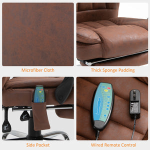 6-point vibrating massage chair, reclining, microfiber upholstery with retractable footrest, brown
