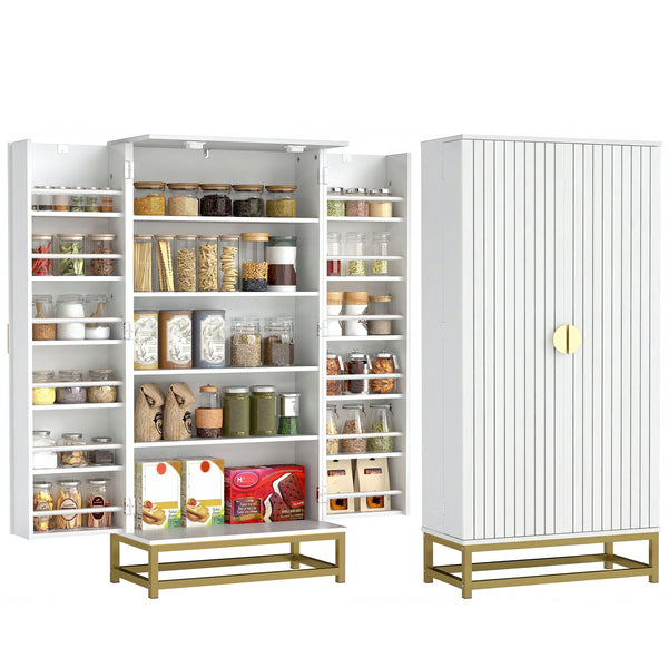 47-inch white pantry with 12 door shelves