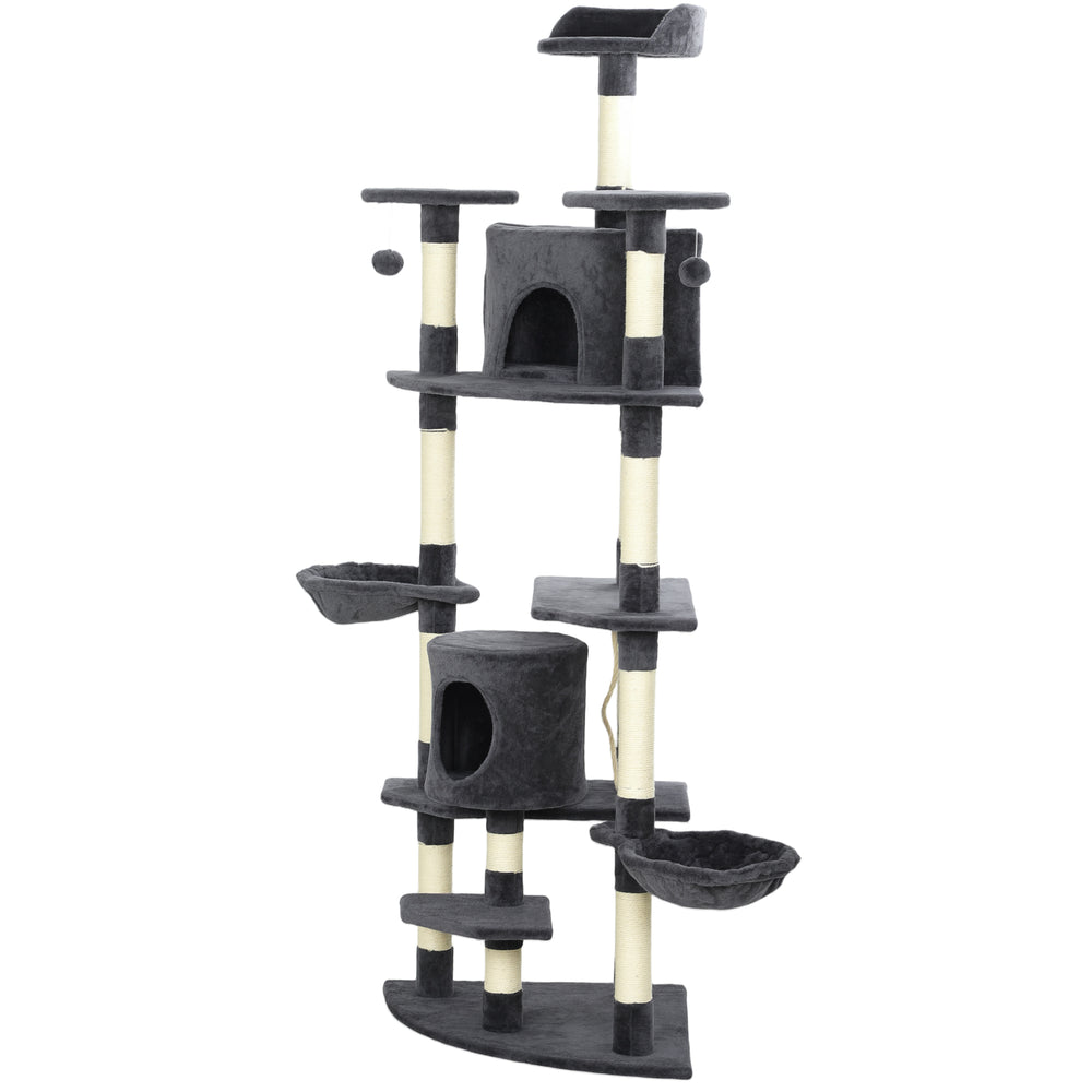 79" Cat Tree with Kitten Toys, Dark Gray