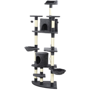 79" Cat Tree with Kitten Toys, Dark Gray