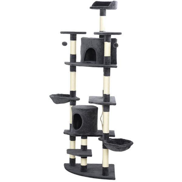 79" Cat Tree with Kitten Toys, Dark Gray