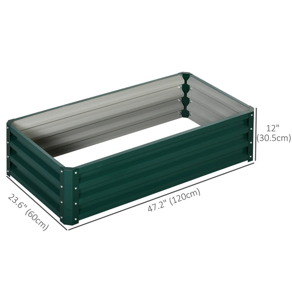 Set of 2 raised planters in galvanized steel, green 