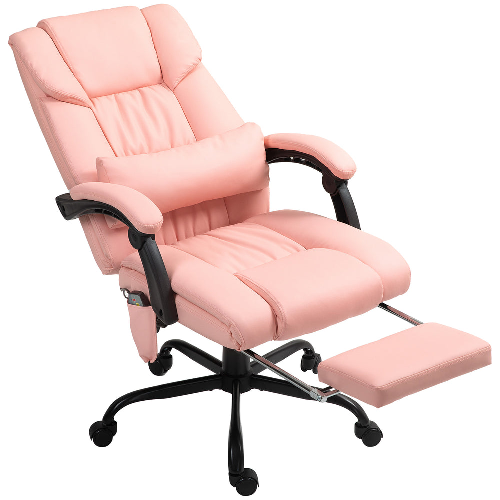 6-point vibrating massage chair with retractable footrest, pink