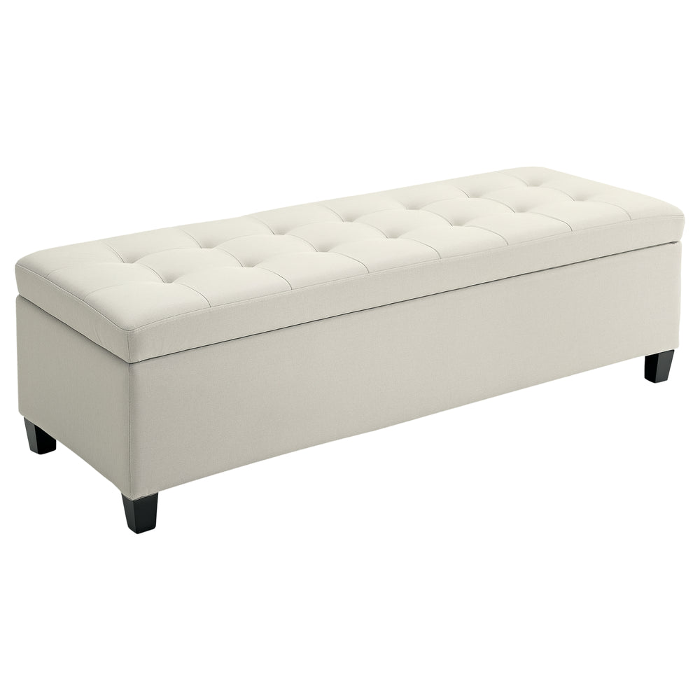 Rectangular upholstered entrance bench, beige