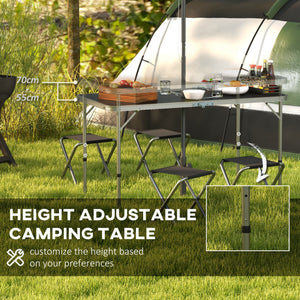 Folding Picnic Table with Camping Chairs, Black.
