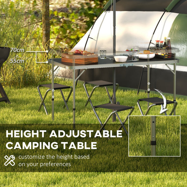 Folding Picnic Table with Camping Chairs, Black.