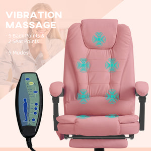 7-point vibrating massage chair with footrest, pink
