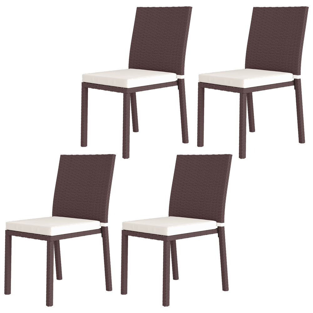 Set of 4 wicker dining chairs, beige