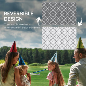 Waterproof Outdoor Rug, 1.8m x 2.7m, Reversible, for Campervan, Garden, Patio, Picnic, Beach, Camping, Grey and White Mesh